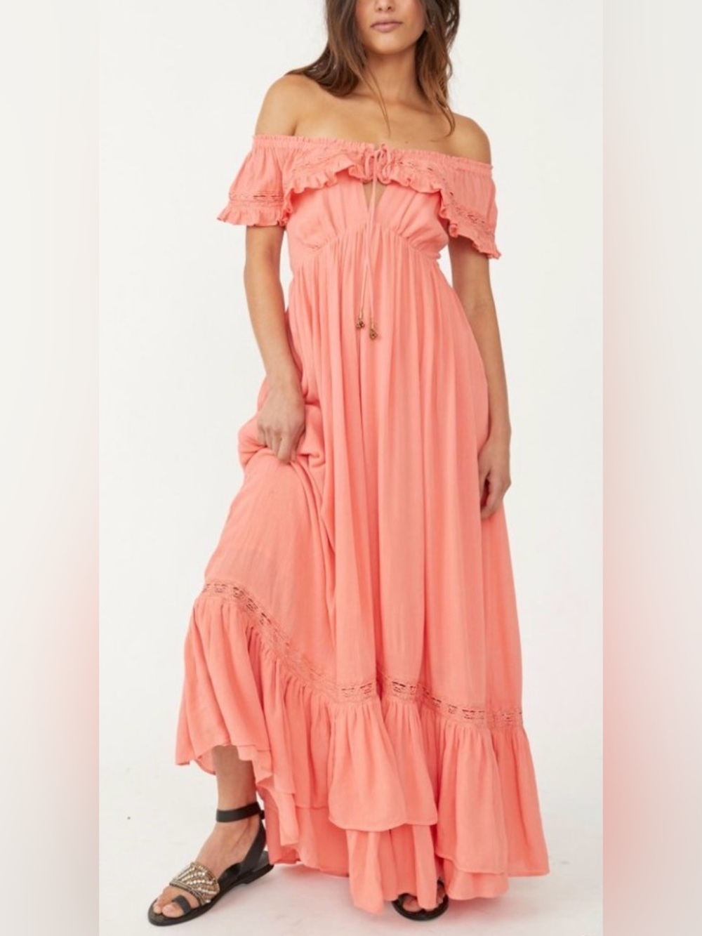 New FREE PEOPLE Moonlight Ocean Maxi in Burnt Coral Size L